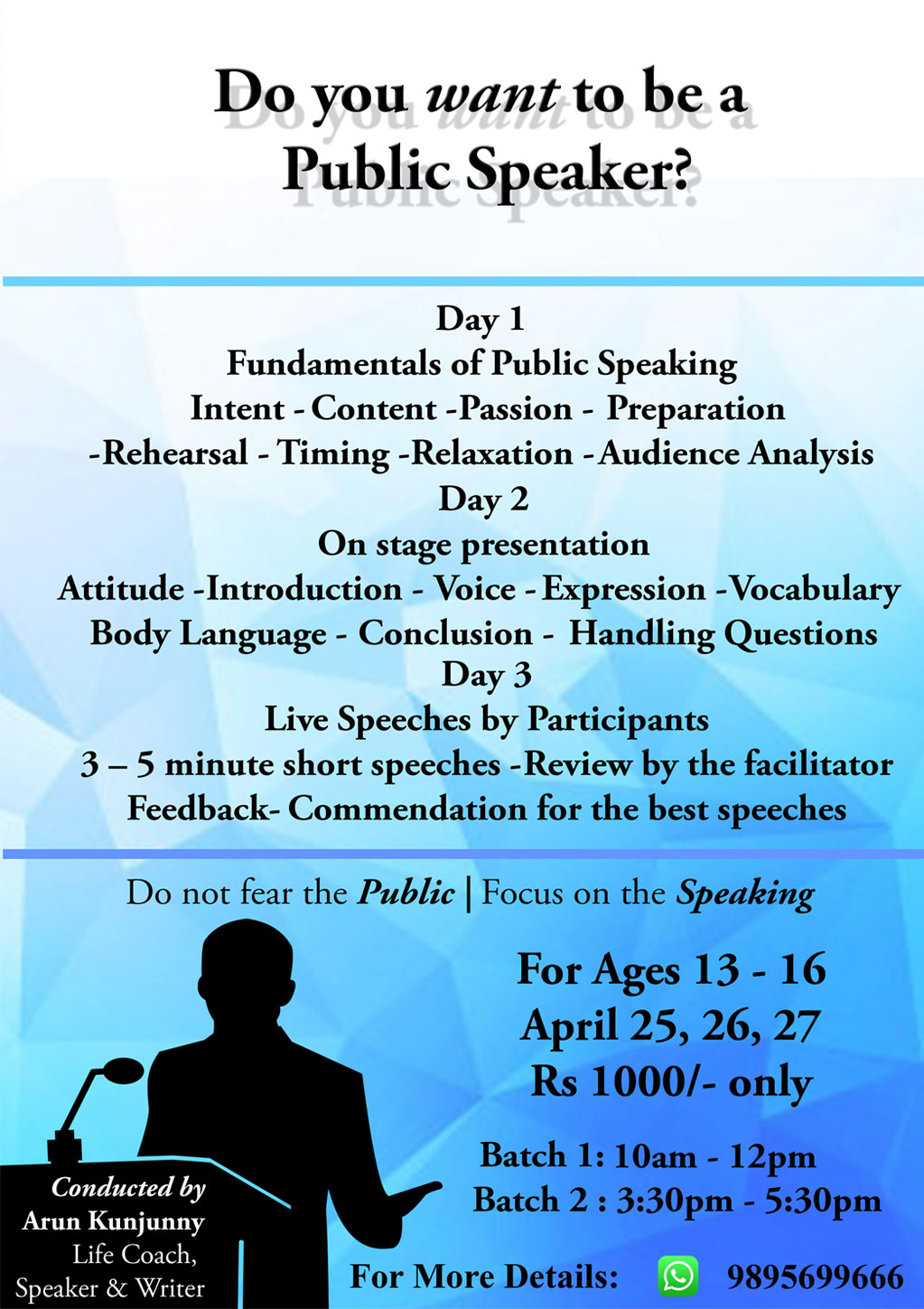 Public speaking workshop